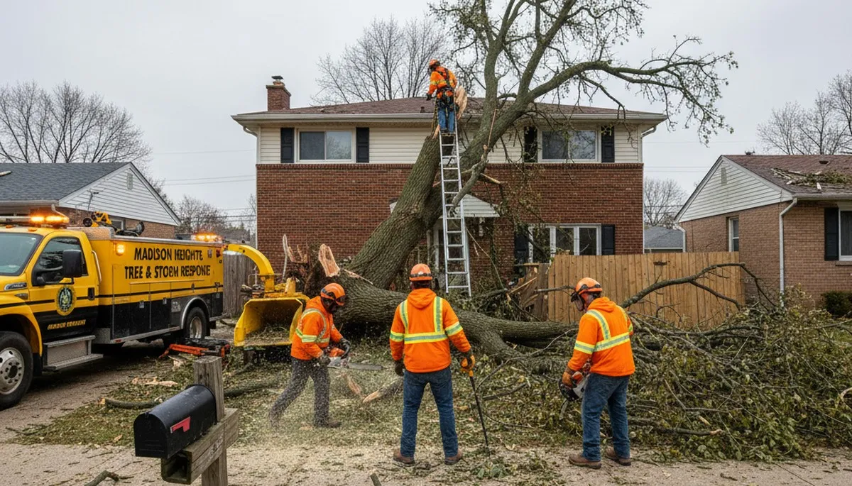 Emergency tree removal after storm damage in Madison Heights, MI by Troy tree service experts