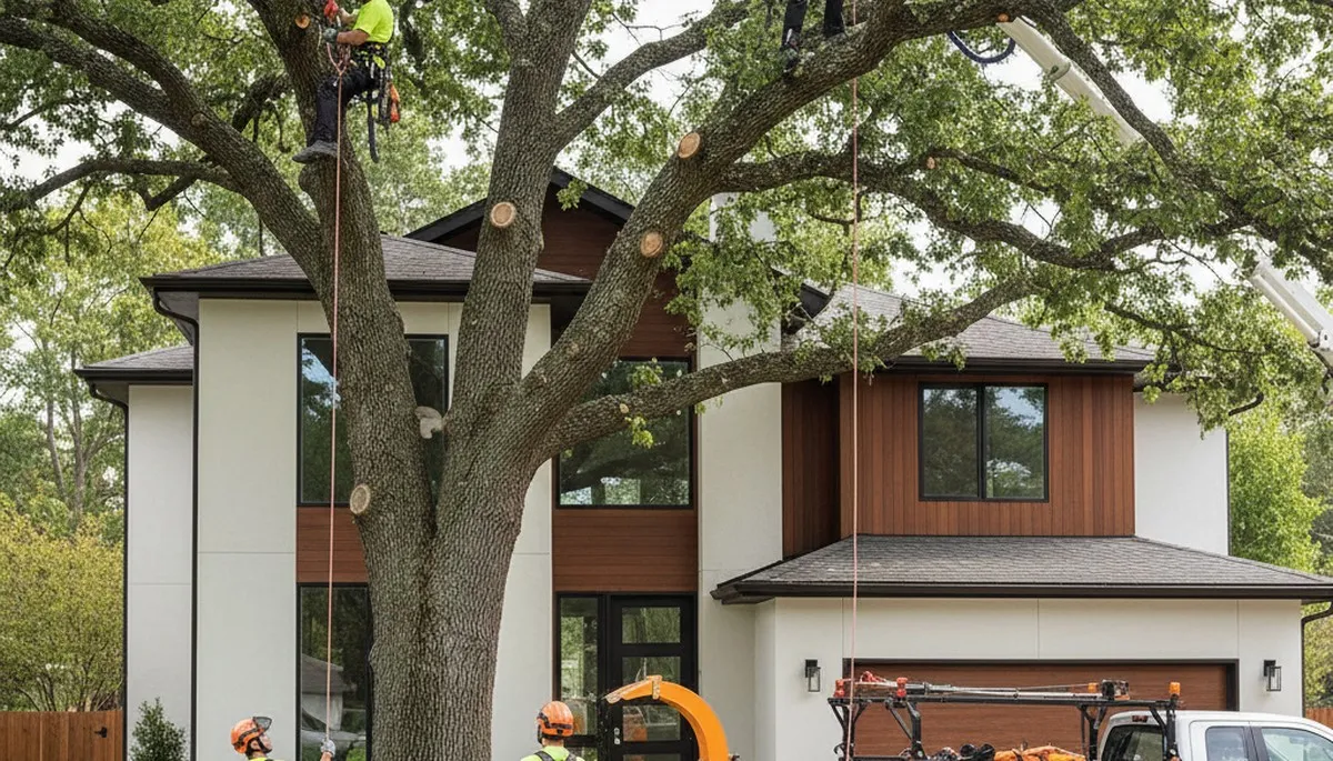 Certified arborist pruning oak tree in Troy, MI for safe, healthy growth by Chop Chop Tree experts