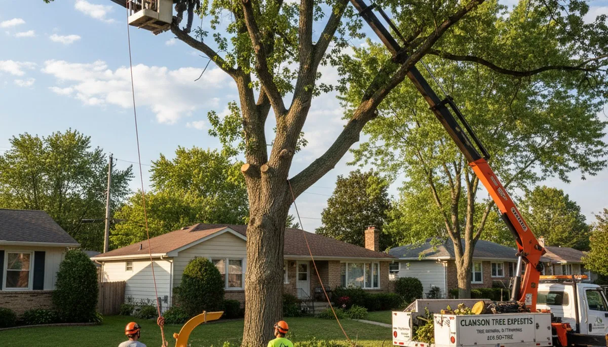 Professional tree removal service crew working safely in Troy, MI