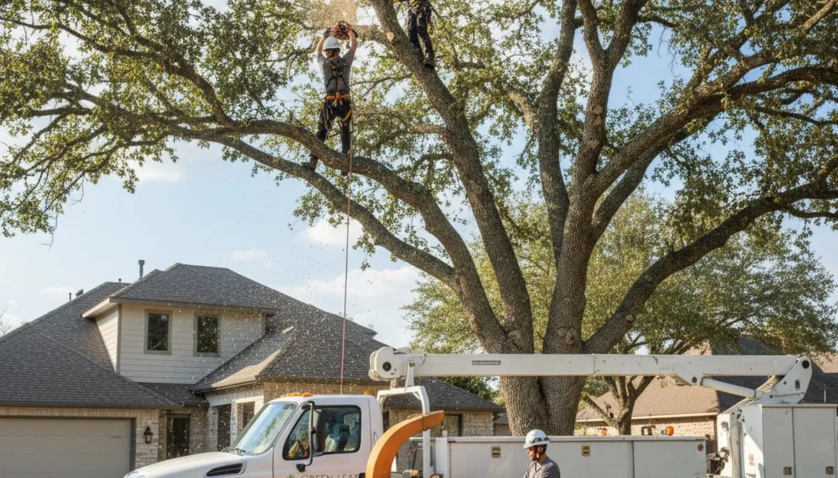 Arborist performing professional tree trimming in Troy, MI for healthy maple and oak trees